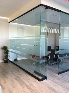 Commercial glass partition installation