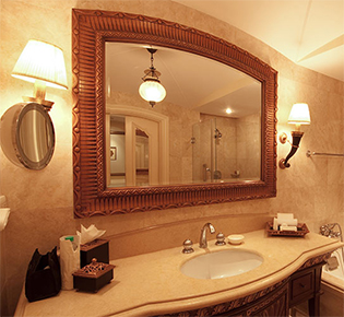 Custom mirror installation by Design Glass & Mirror