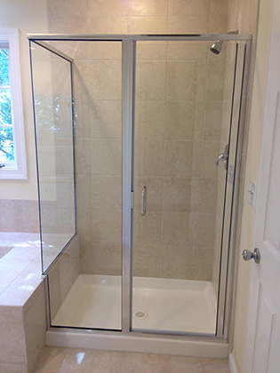 Custom frameless shower enclosure installation by Design Glass & Mirror - example 3