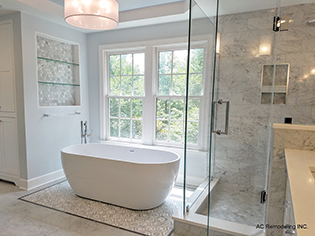 Custom frameless shower enclosure installation by Design Glass & Mirror - example 9